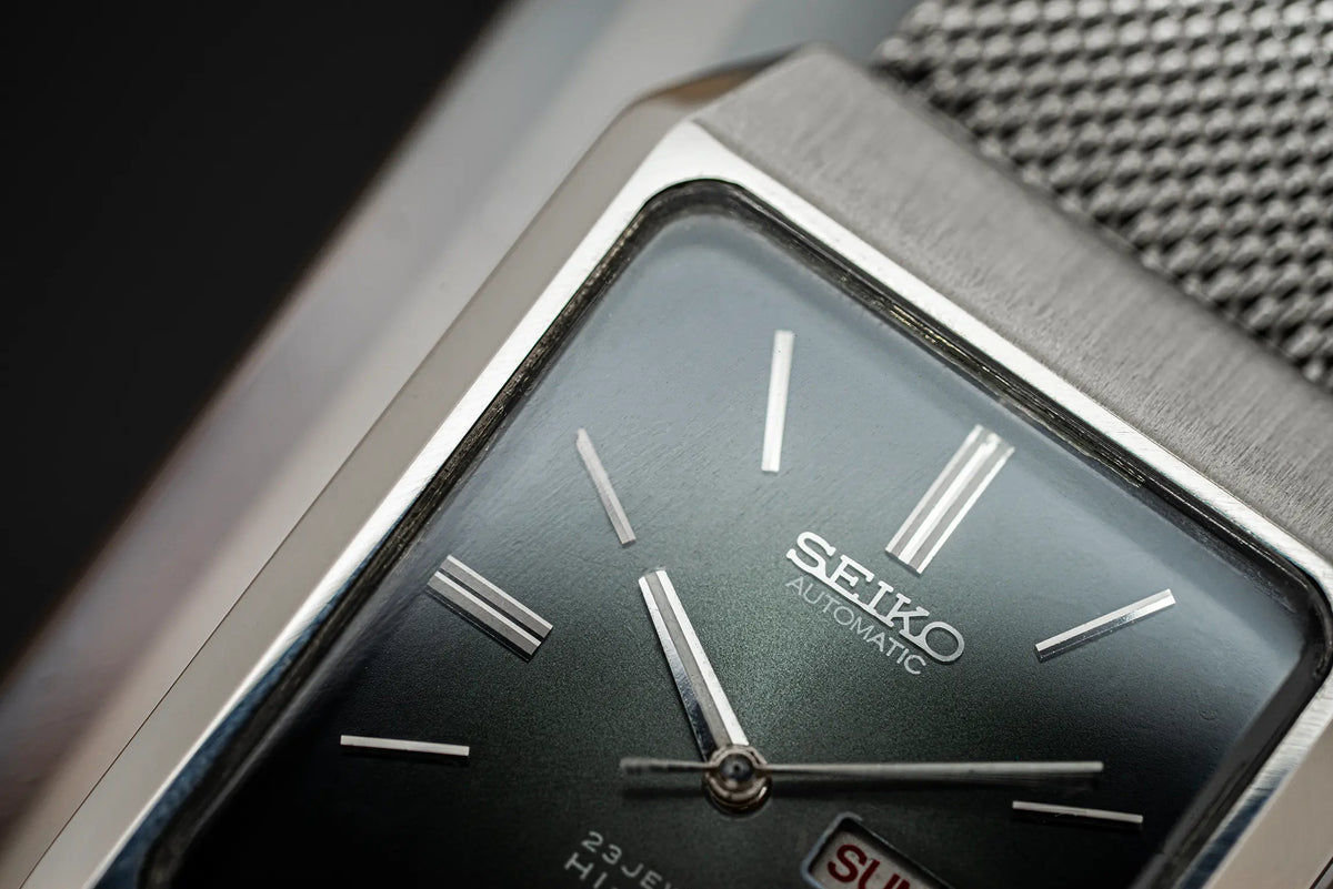 Dial close-up from the 1973 Seiko Hi-Beat 2406-3020 archive example