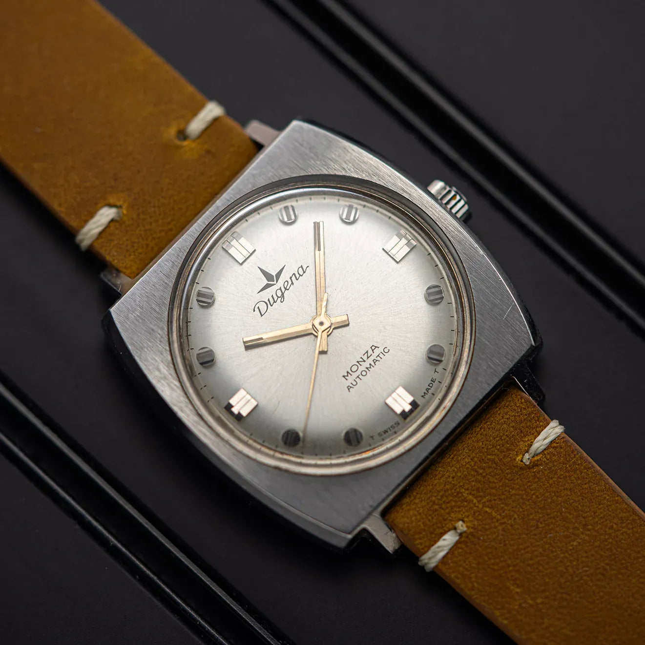 Dugena Monza Automatic, Cal. 2451,  Vintage Men's Square Watch – front view