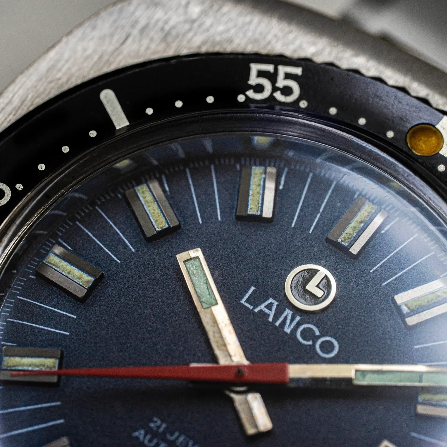Lanco Diver Automatic Vintage Men's Watch – dial close-up