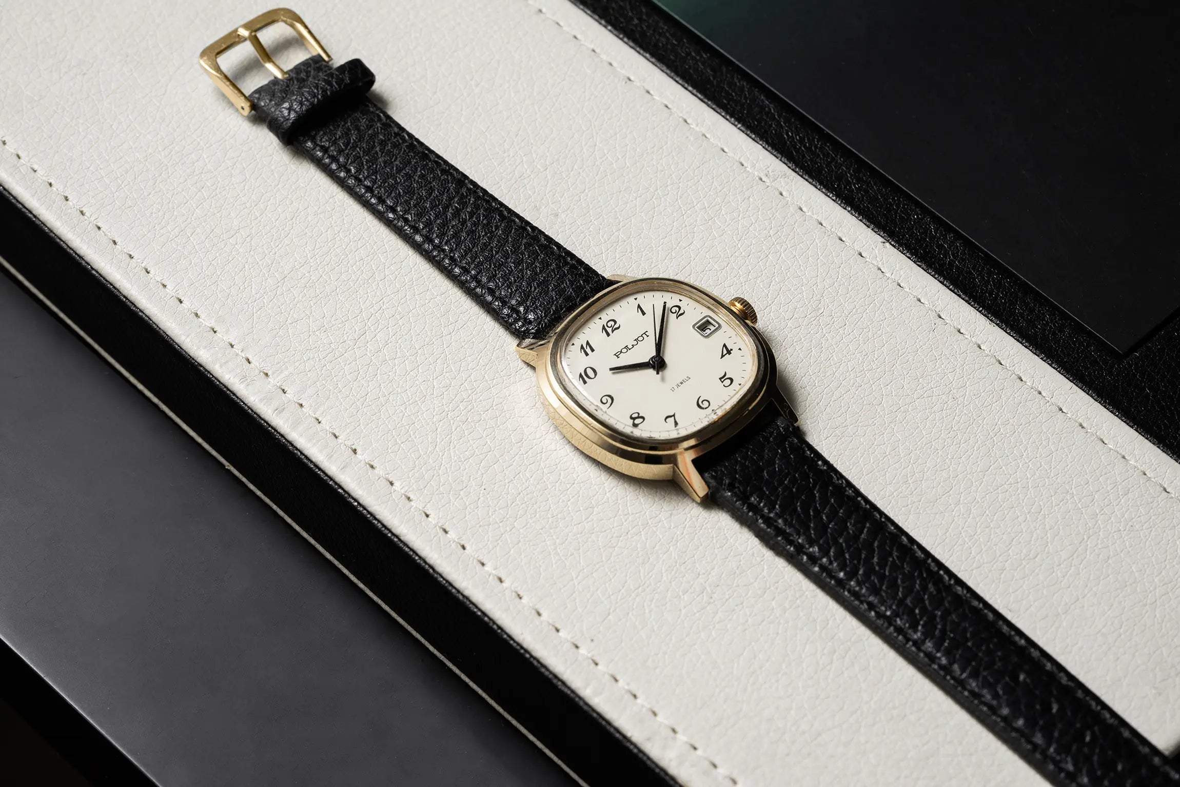 Poljot Square vintage watch case n white background