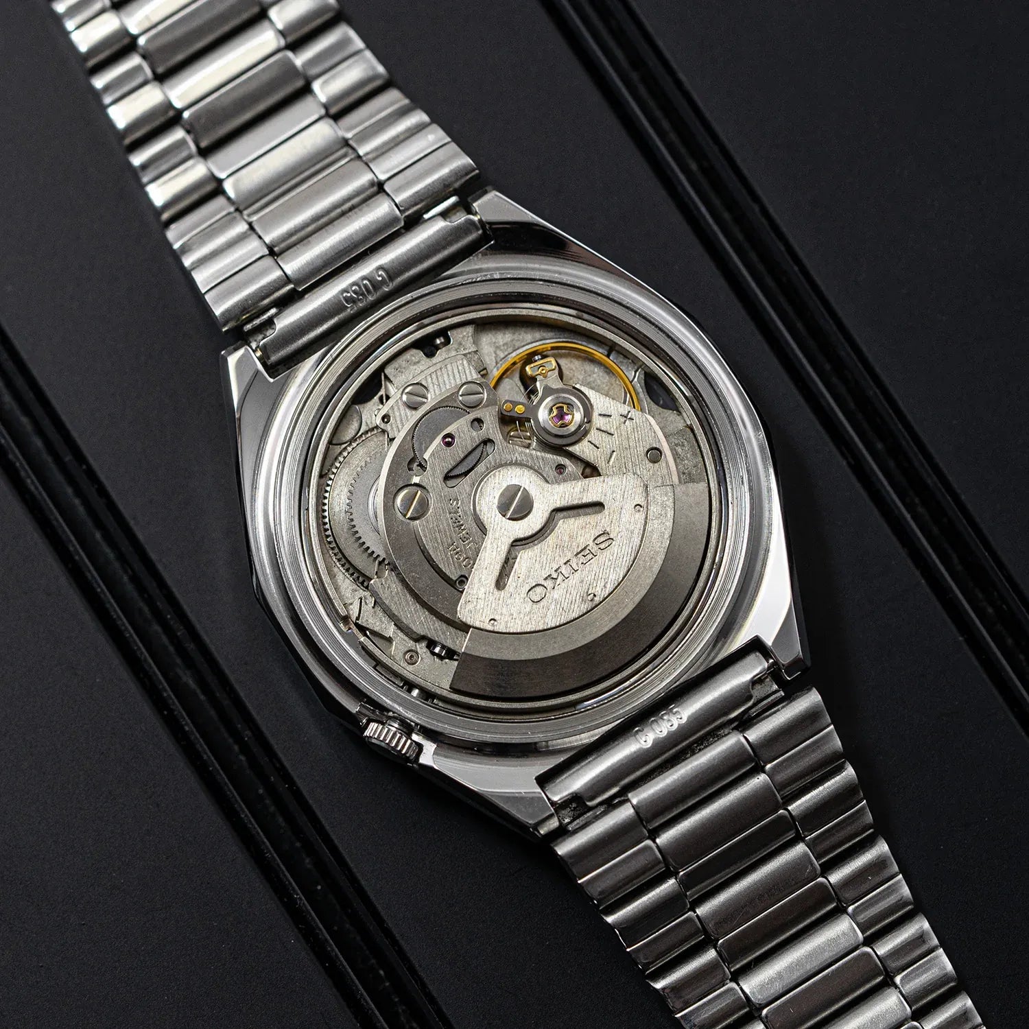 Seiko 5 6309-720C Men’s Automatic Dress Vintage Watch, 1982 – back case