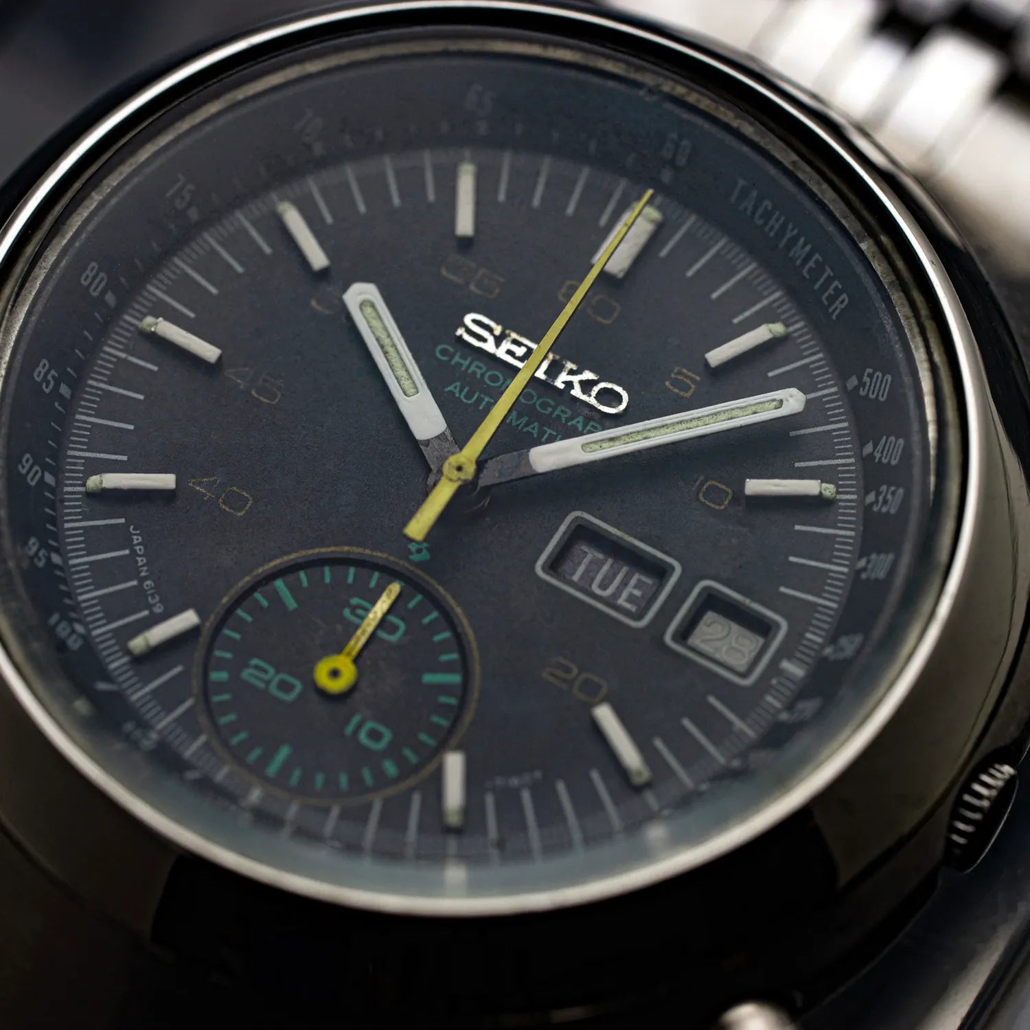 Seiko Darth Vader, Ref. 6139-7100, Cal. 6139, Men’s Chronograph Vintage Watch, 1975 – dial close-up