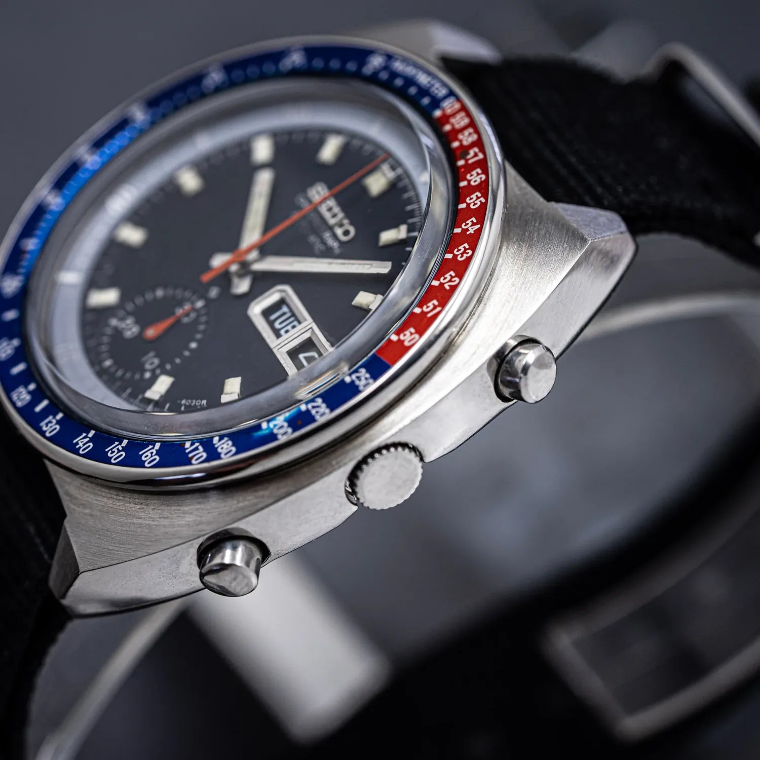 Seiko Pogue, Ref. 6139-6002, Cal. 6139, Men’s Chronograph Vintage Watch, 1977 – dial close-up