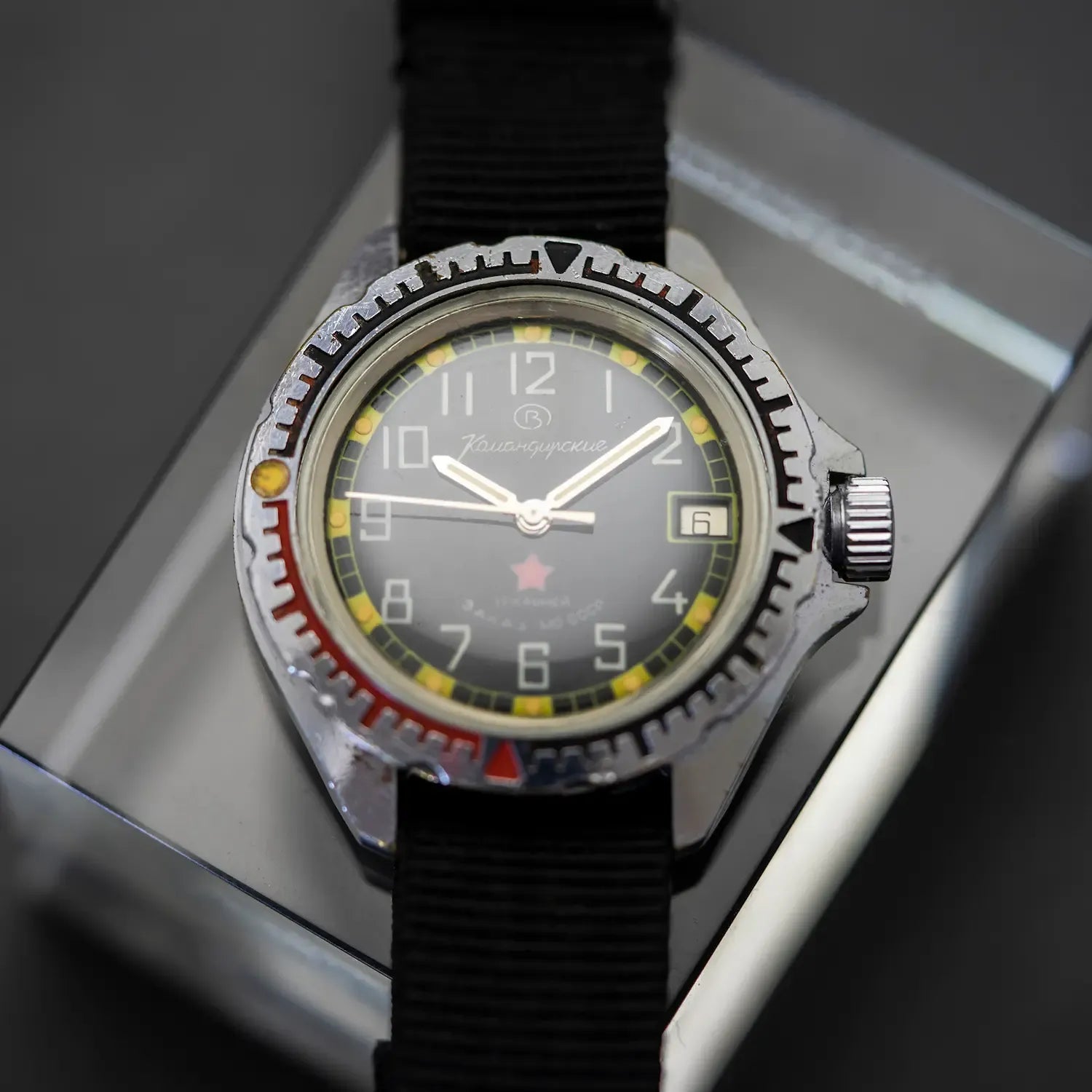 40mm Vostok Komandirskie Amphibia Diver Watch Box And Papers – dial close-up
