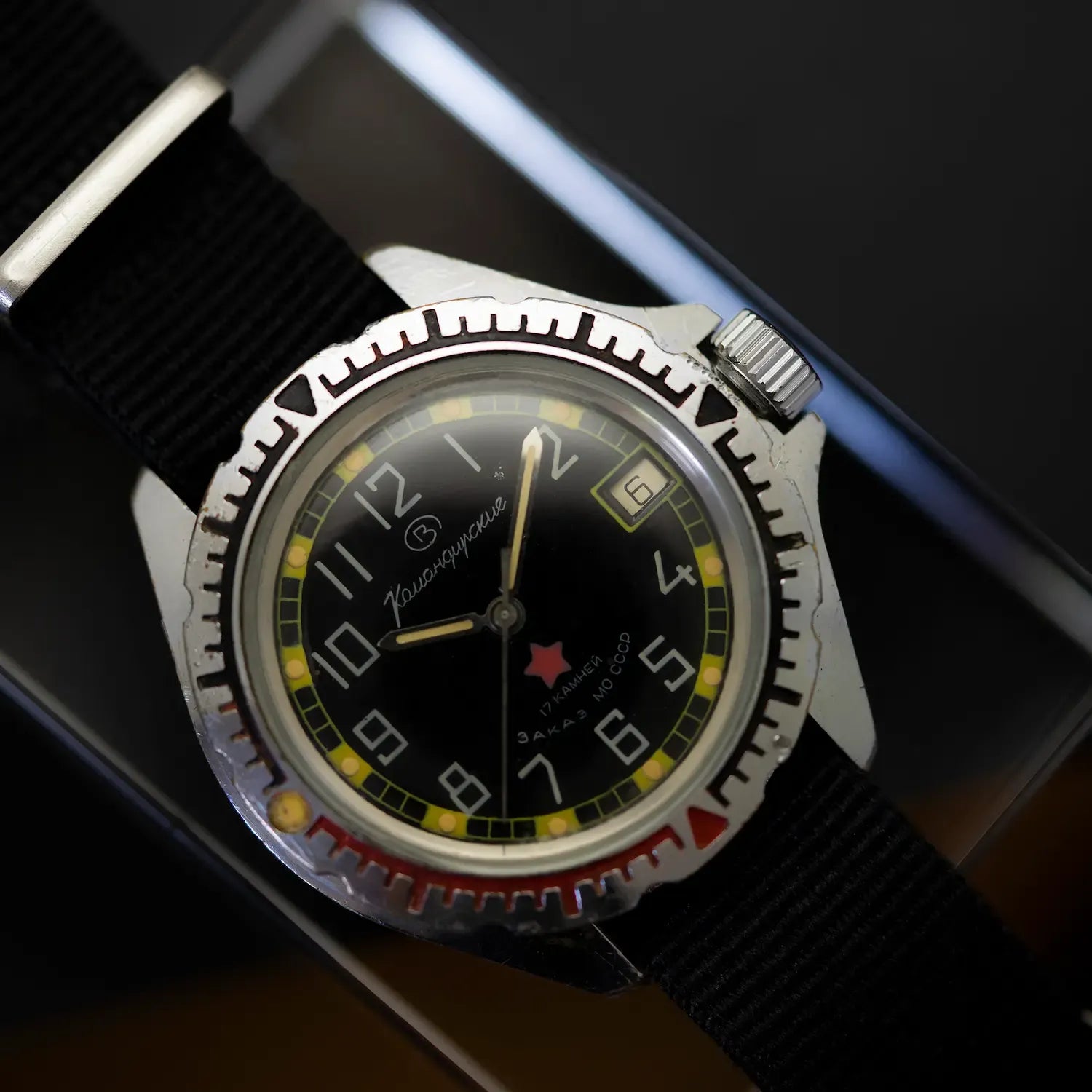 40mm Vostok Komandirskie Amphibia Diver Watch Box And Papers – front view