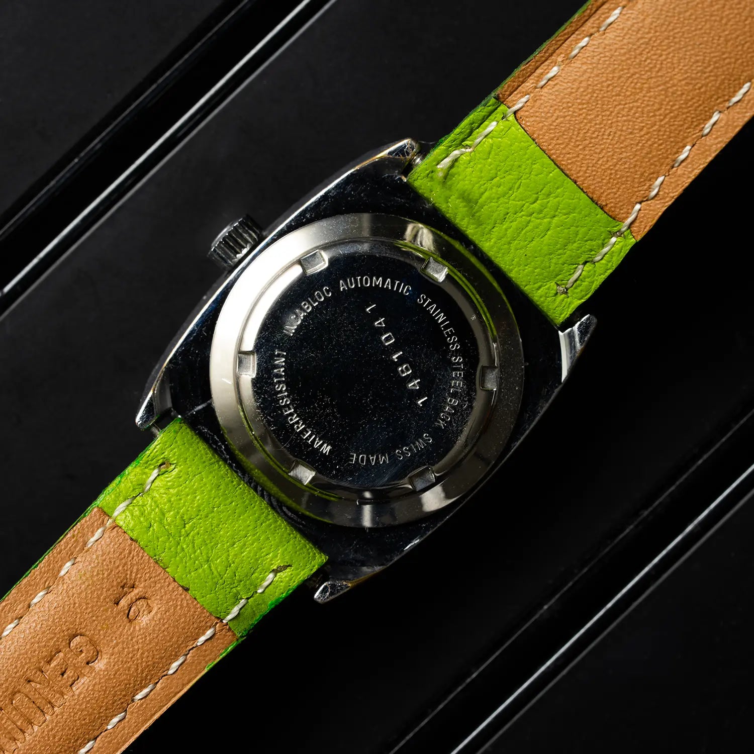 Atlantic AS1783 Automatic Women's Watch Caseback on black background