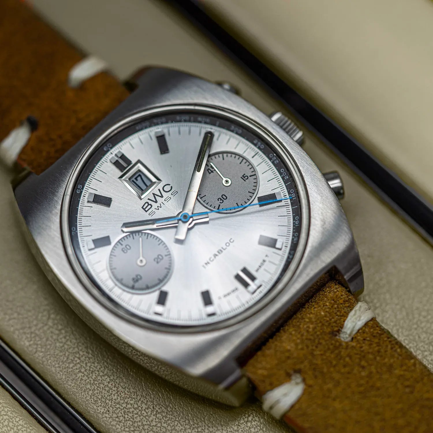 BWC Vintage Chronograph Cal. Landeron 187 – dial macro detail
