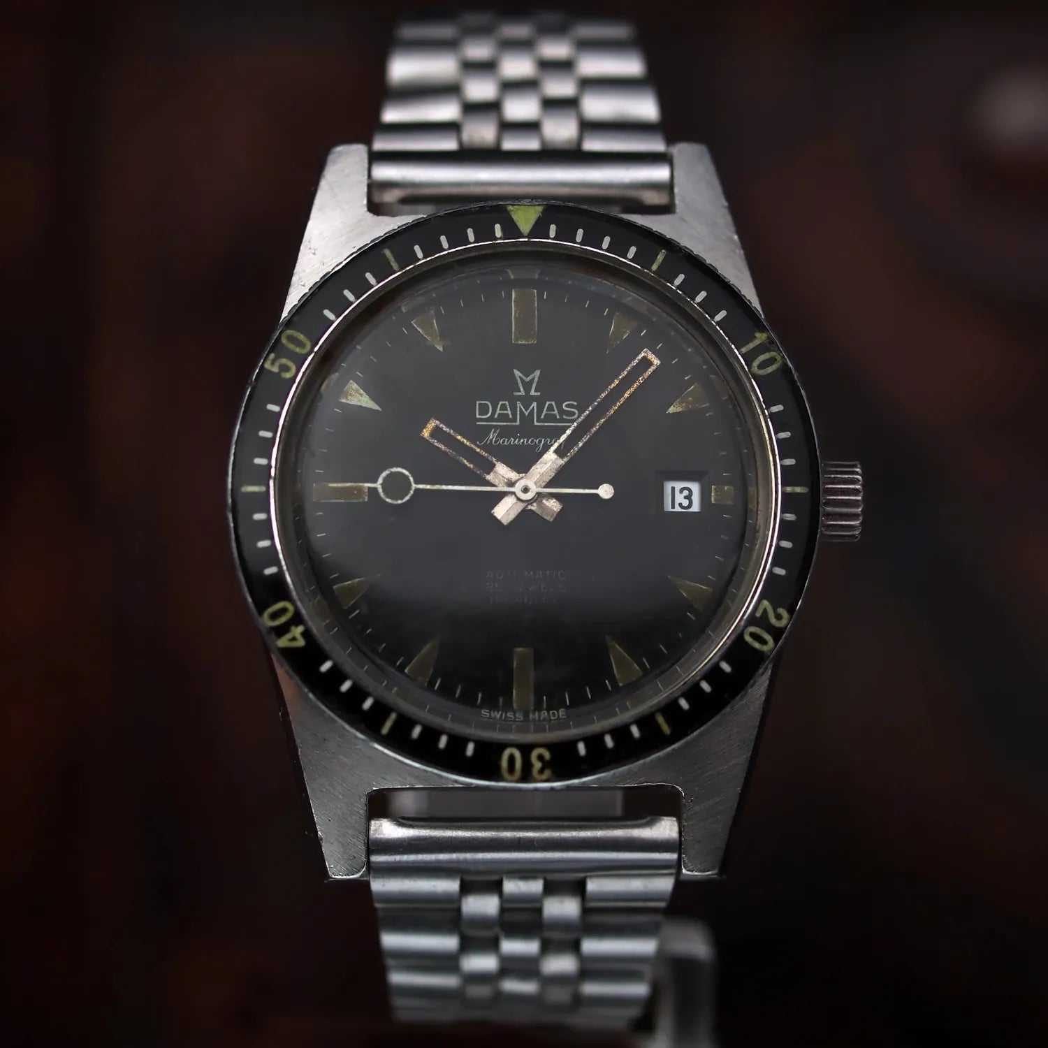 Damas Marinograf Vintage Diver Ref. 3754 – front view