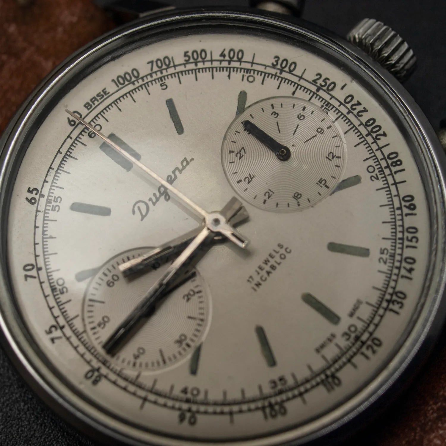 Dugena Chronograph Cal. 7733 – dial close-up
