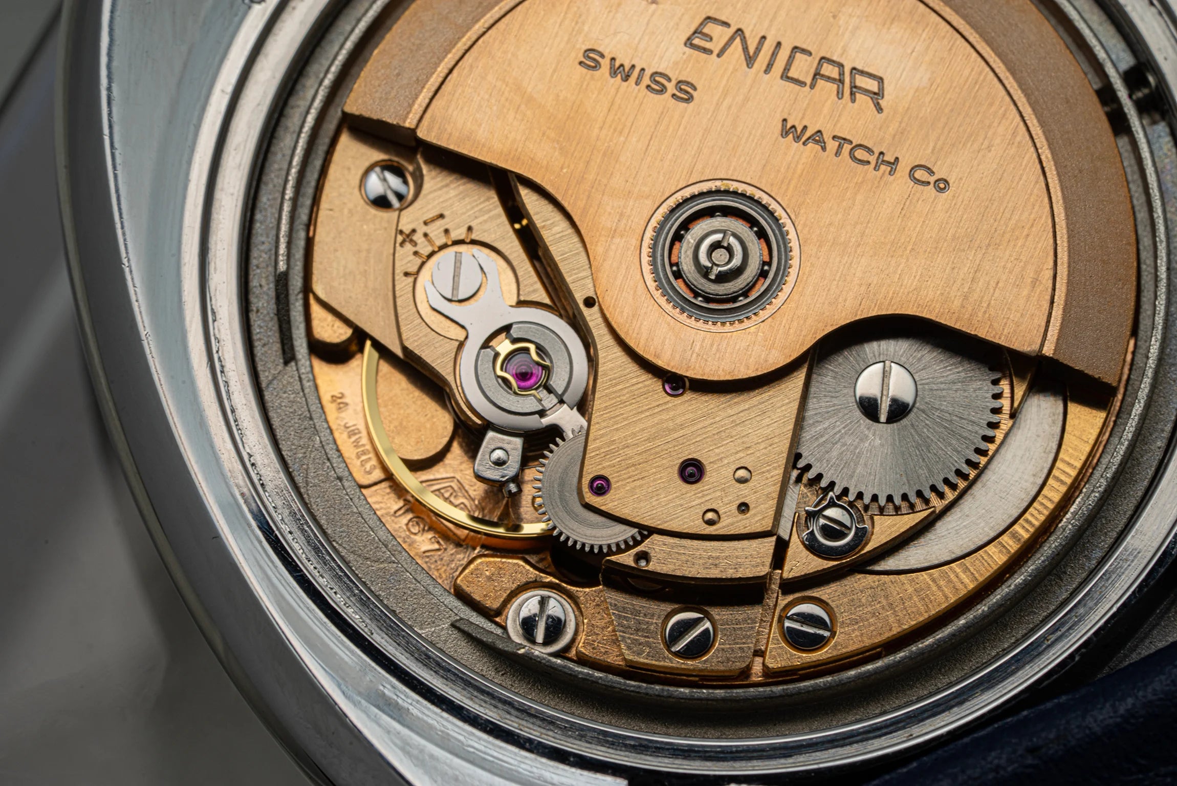Enicar, Ref. 167-07-02, Cal. AR 167, Men’s Watch Movement close-up