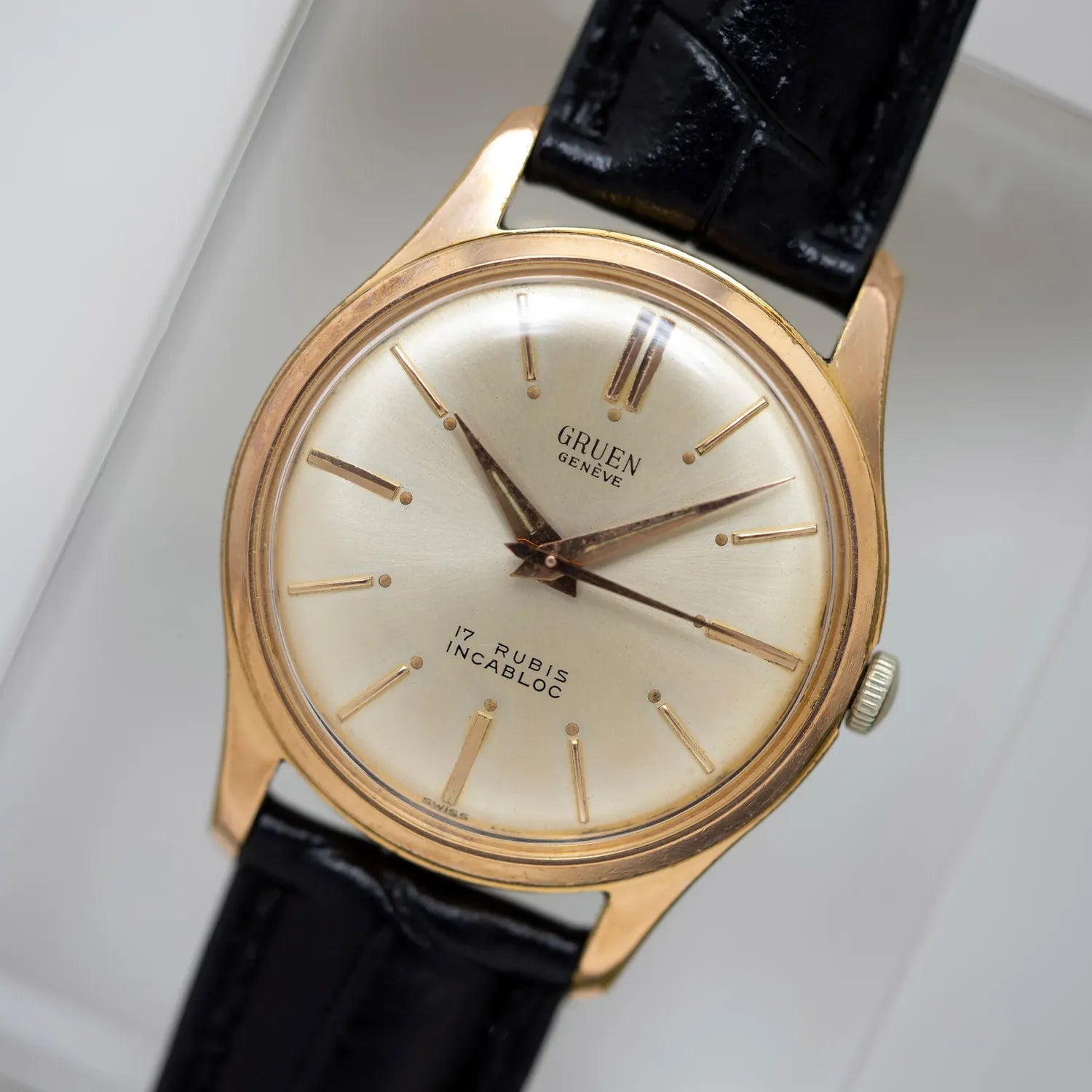 Gruen Geneve Ref. 1077, Cal. AS 1187 Gold Plated – front view