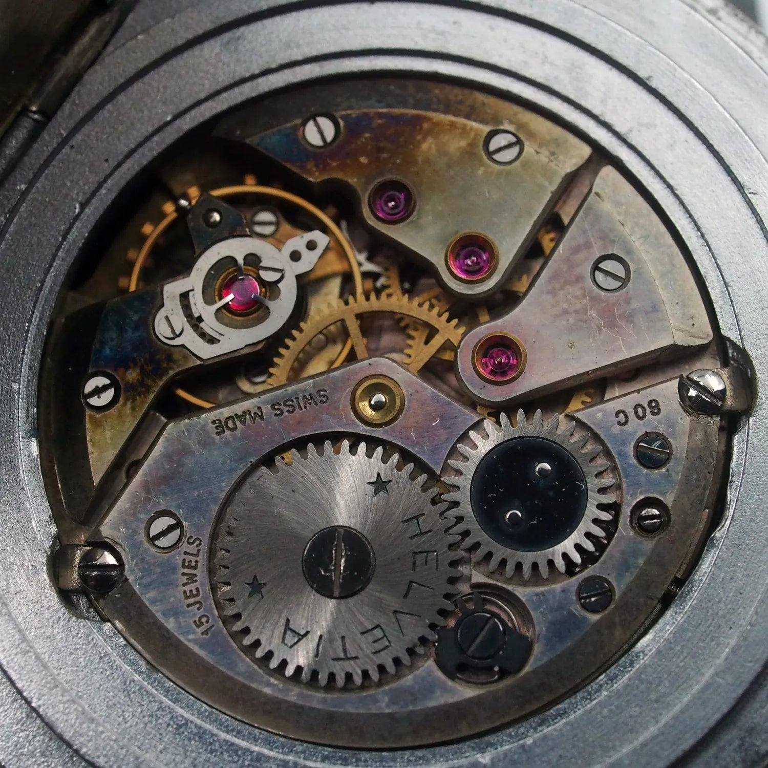 Helvetia Pilot Ref. 7011, Cal. 80c – dial close-up