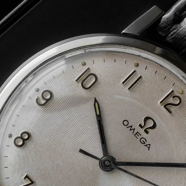 Omega 131.019, Cal. 601 close-up shot of dial