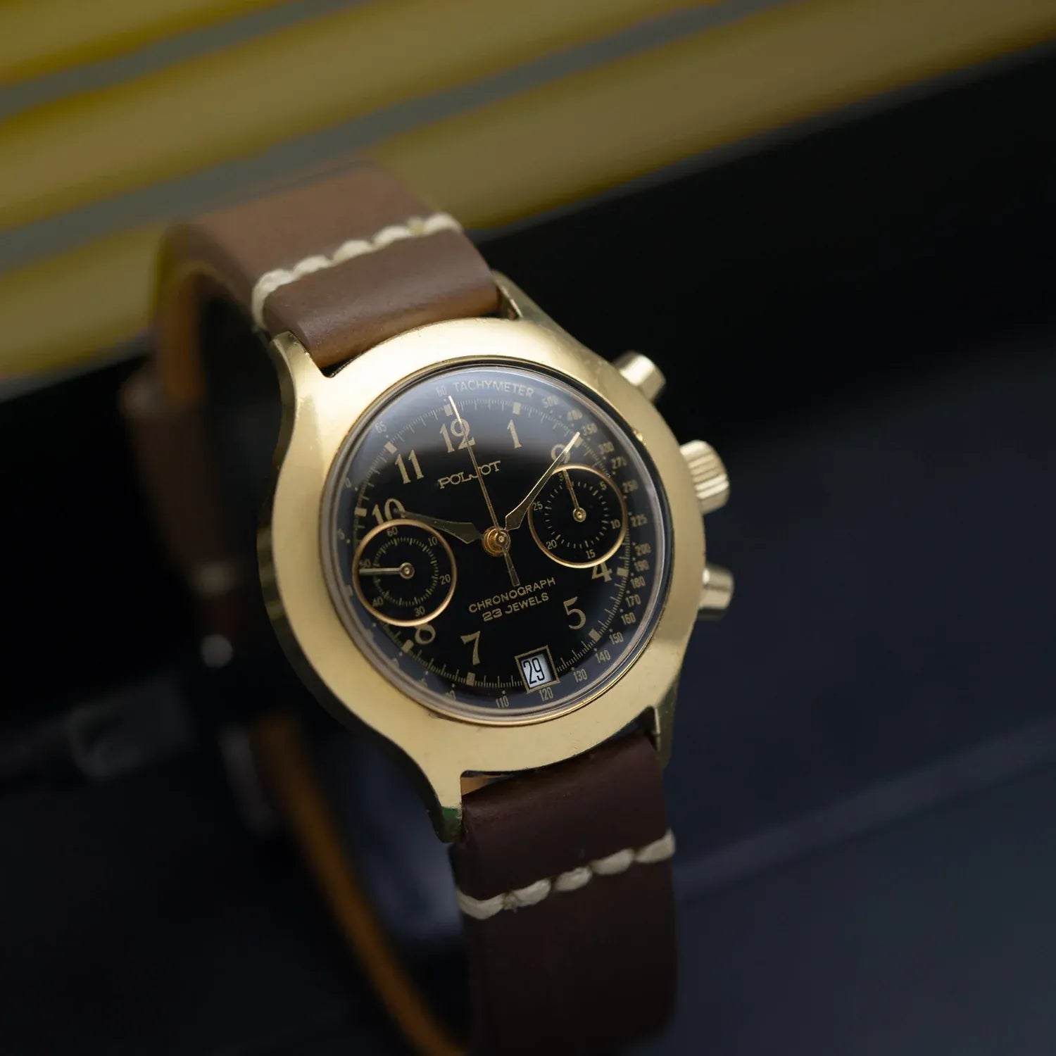 Poljot Chronograph, Cal. 3133 – dial close-up