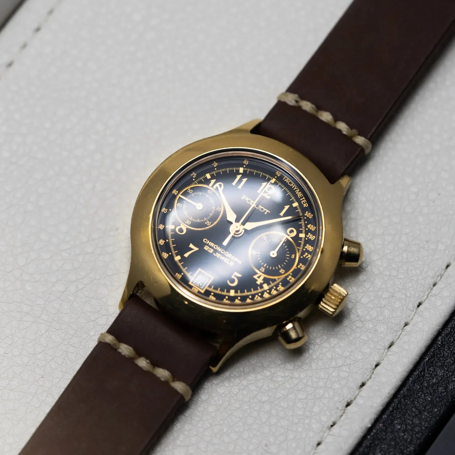 Poljot Chronograph, Cal. 3133 – side view