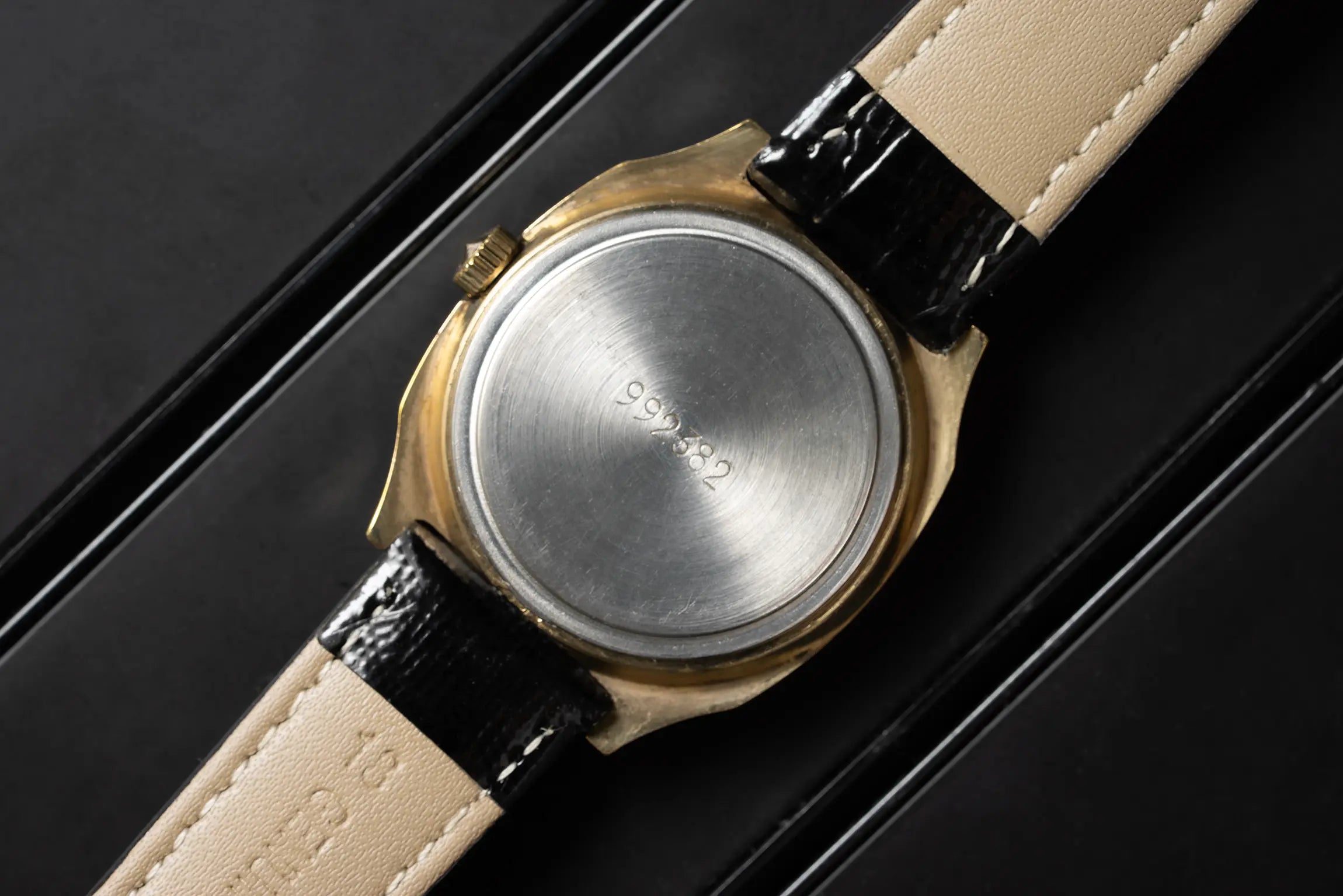 Poljot Gold Plated Square Watch, Cal 2614.2H caseback