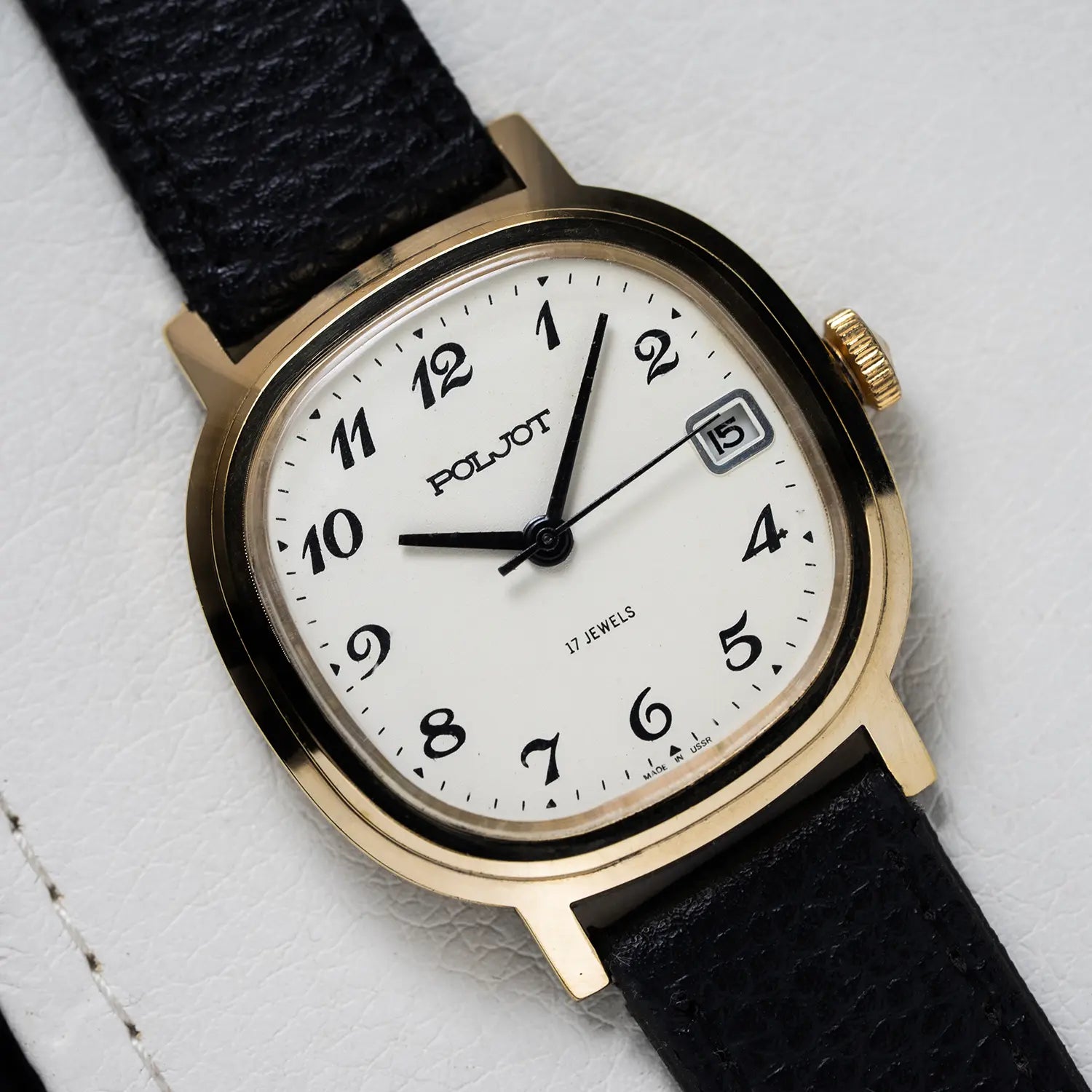 Poljot Square vintage watch on white background