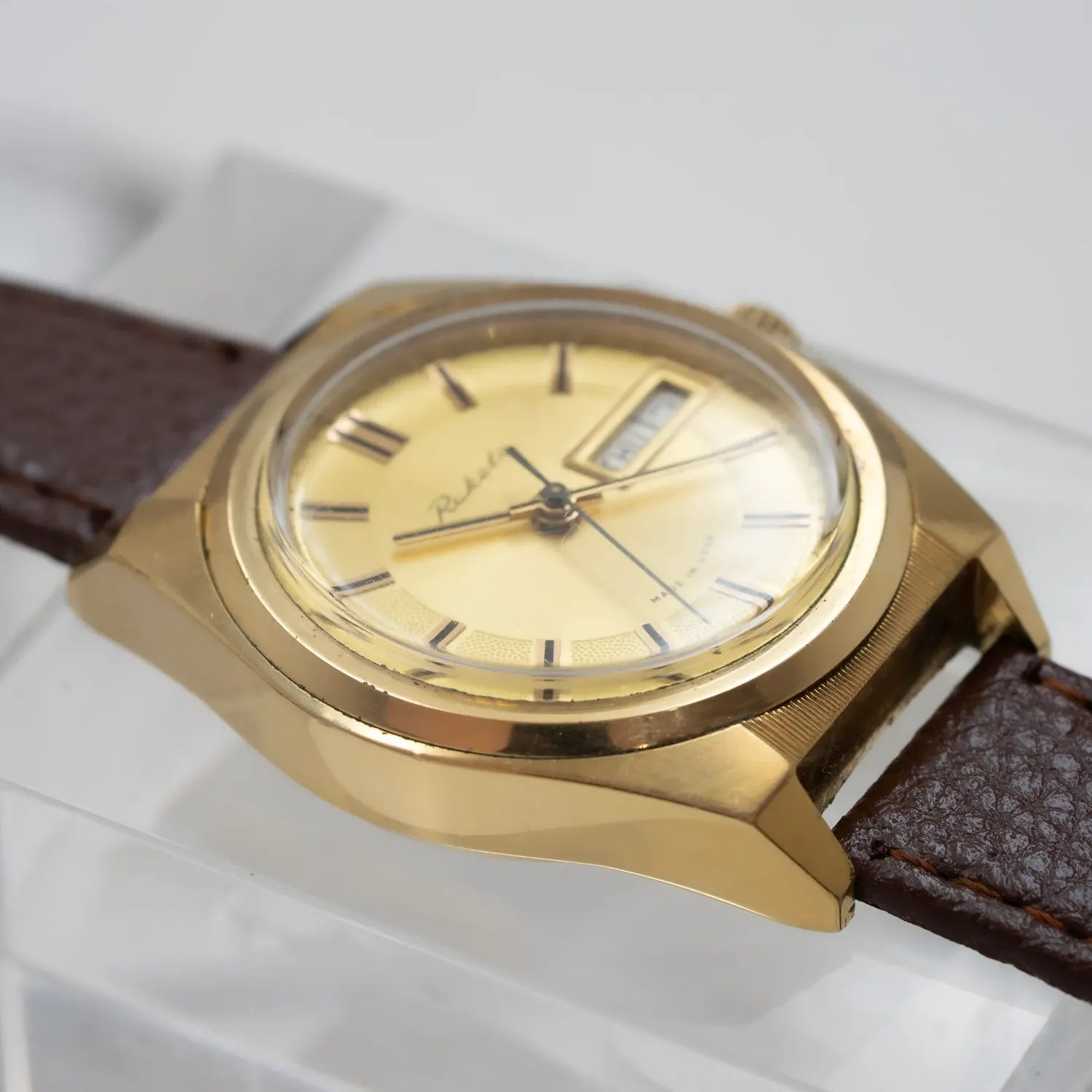 Raketa Gold Plated Cal. 2628.H Men's Dress Watch – side view alternative angle