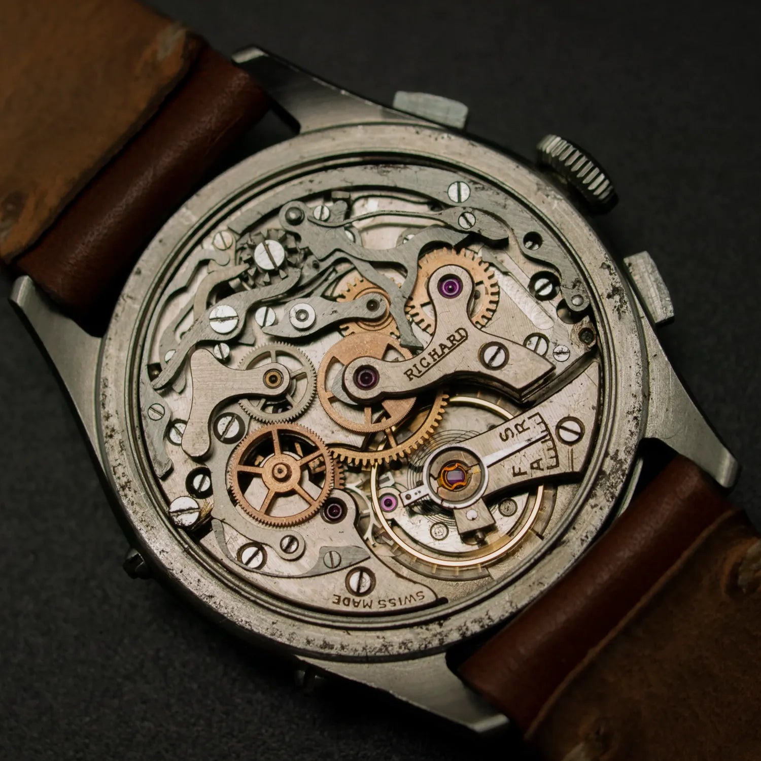 Richard Triple Calendar, Valjoux 72c, Vintage Chronograph – movement close-up