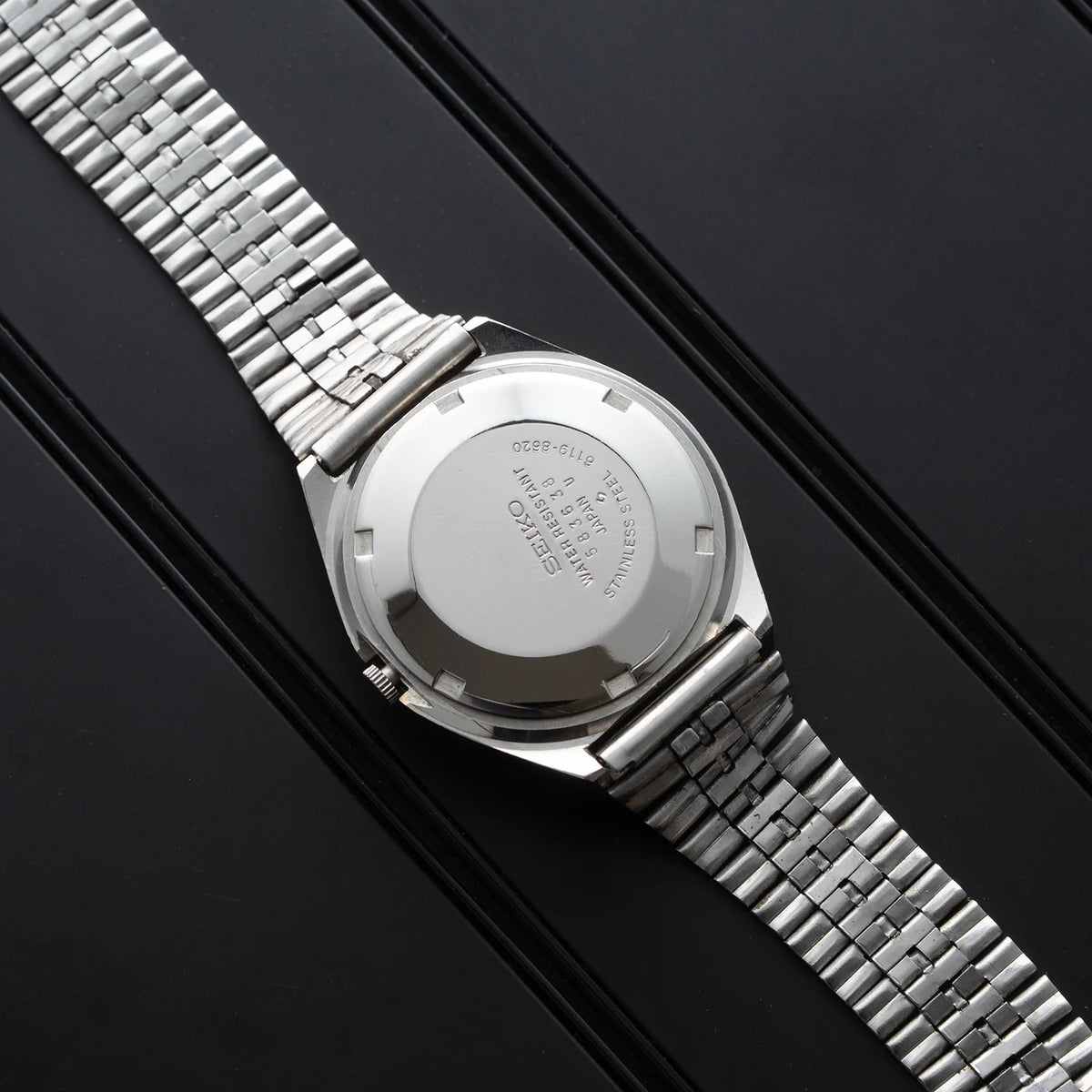Seiko 5 6119-8620 watch caseback showing stamped reference 6119-8620 and stainless steel markings