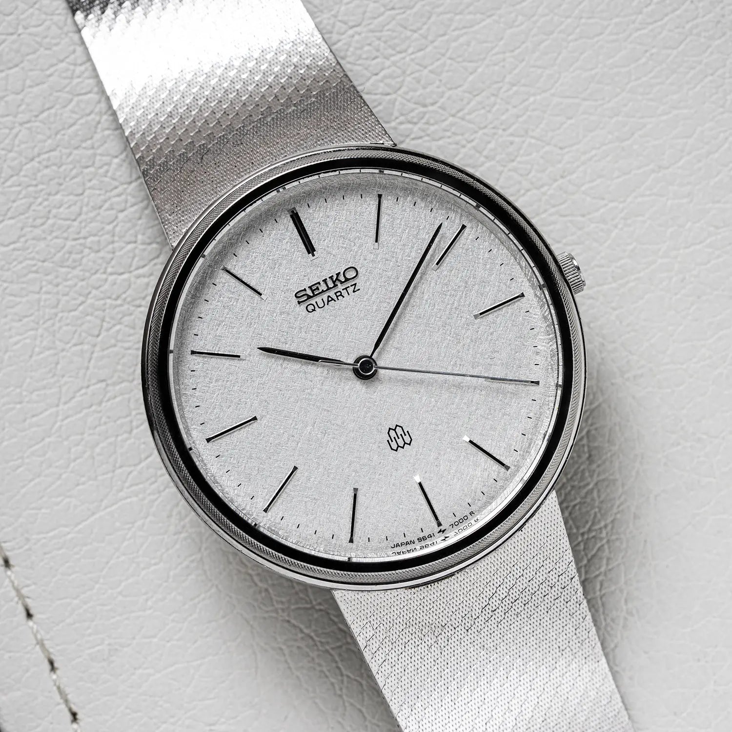 Seiko 9641-7000 Women's Watch on white leather background