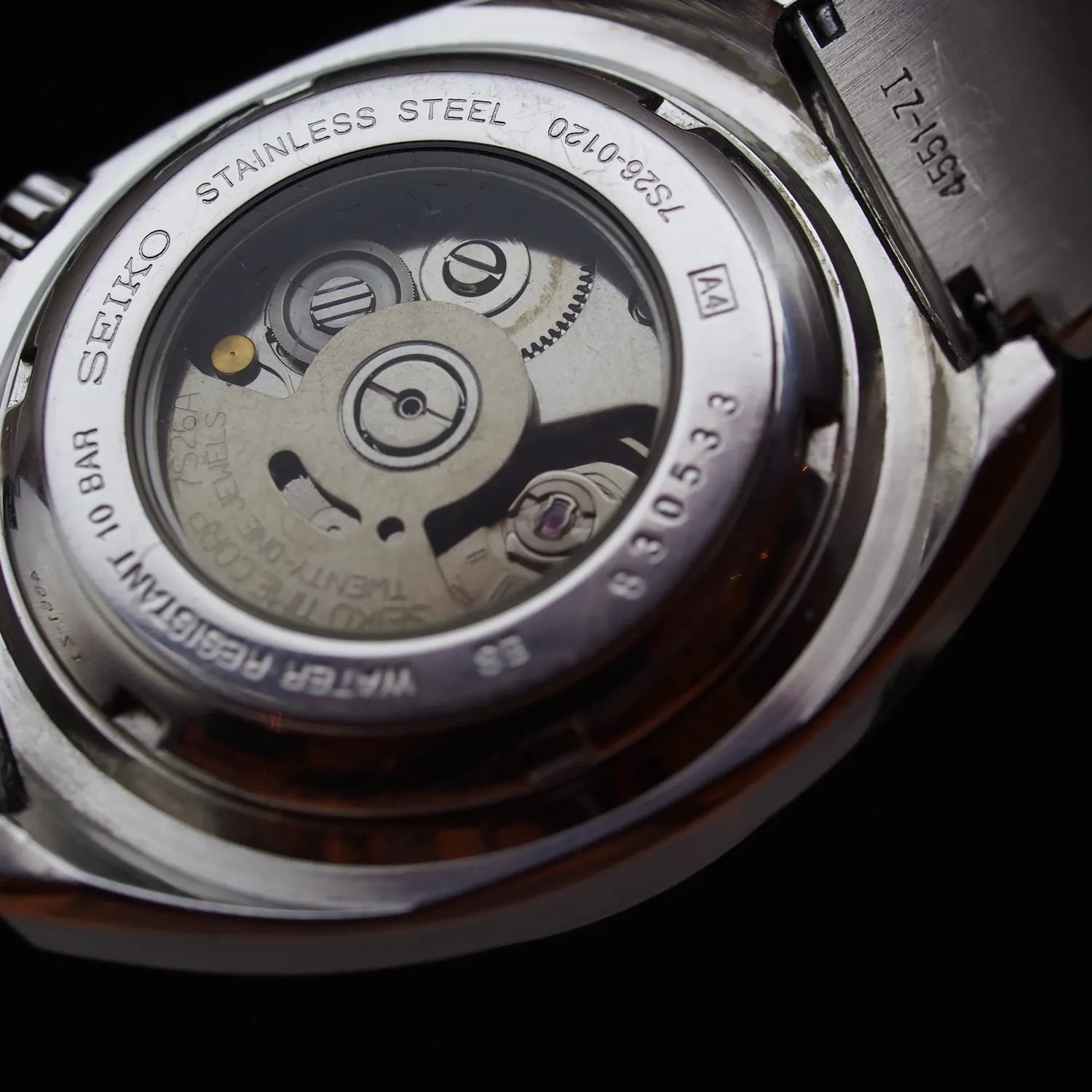 Seiko S-Wave, Ref. 7S26-0120, Cal. 7S26, Men’s Automatic Watch – dial close-up