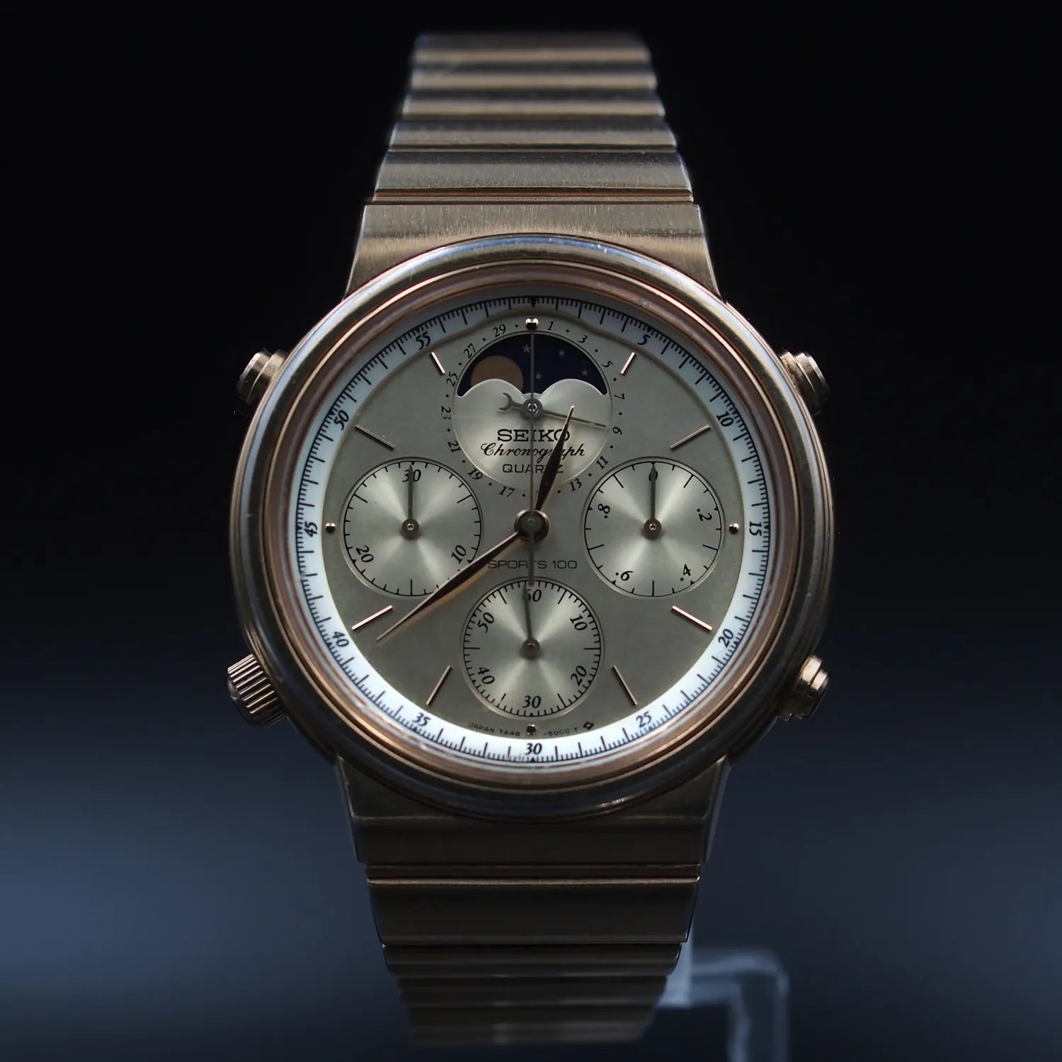 Seiko Sports 100, Ref. 7A48-5000, Cal. 7A48, Men’s Chronograph Vintage Watch, 1986 – front view