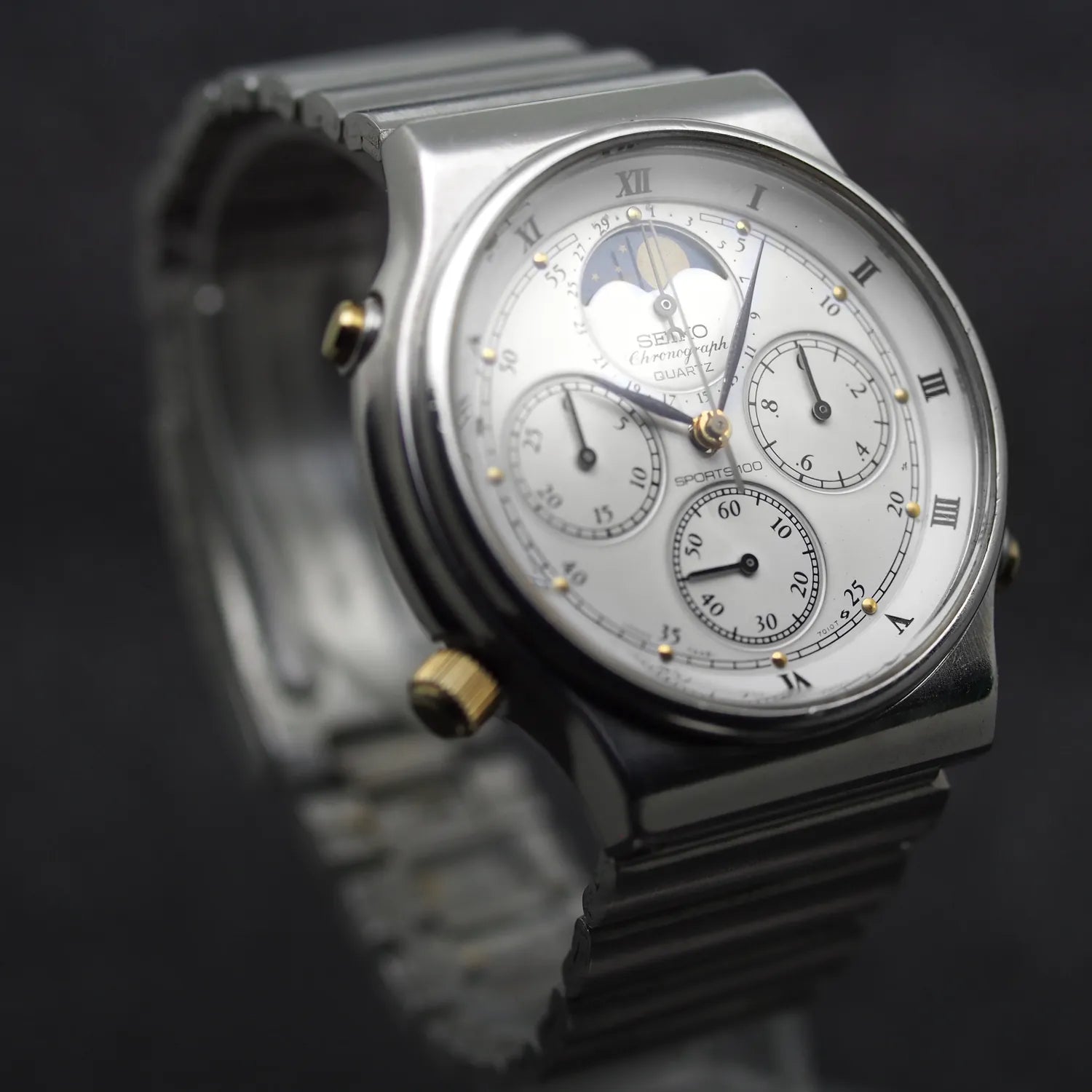 Seiko Sports 100, Ref. 7A48-7000, Cal. 7A48, Men’s Quartz Vintage Watch, 1984 – back case