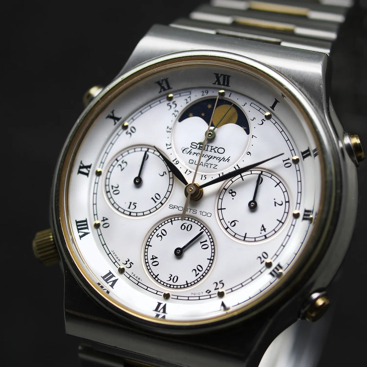 Seiko Sports 100, Ref. 7A48-7000, Cal. 7A48, Men’s Chronograph Vintage Watch, 1985 – side view