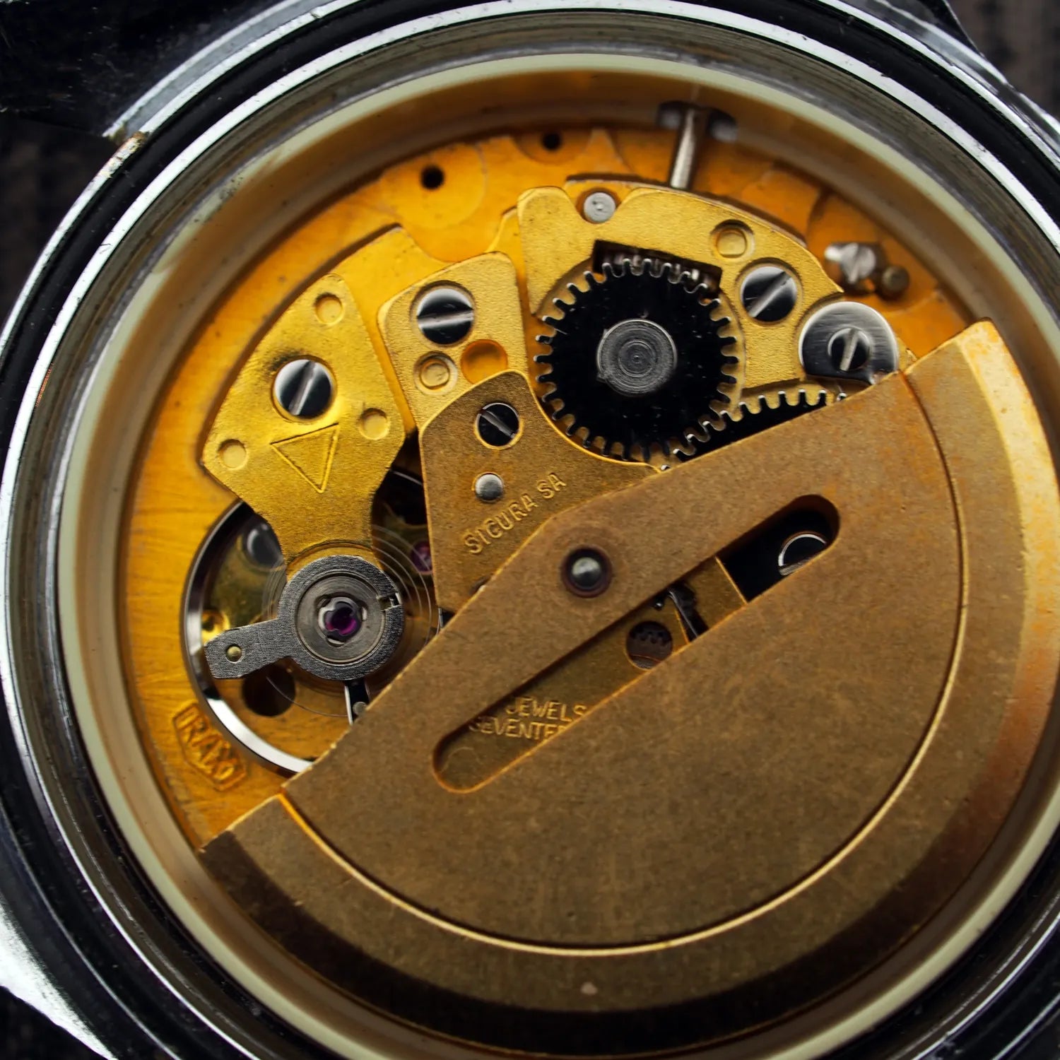 Sicura Cogemeast Diver 600ft, Cal. Ronda-Matic 1238, Men’s Diving Vintage Watch, 1970 – movement close-up