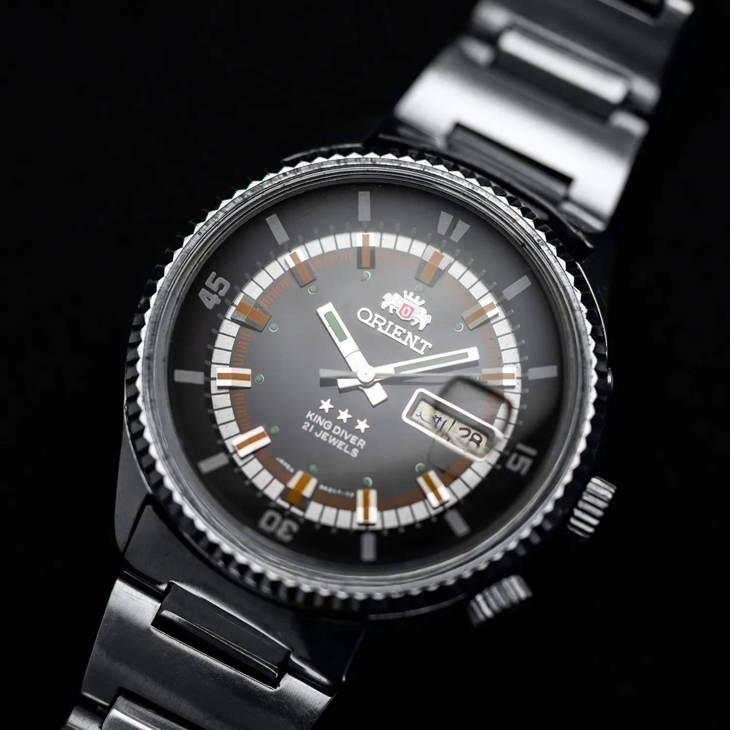 Vintage Orient King Diver 3 Stars Ref. 0469620-70 – dial close-up